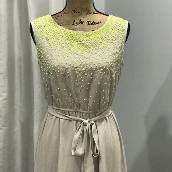 Ann Taylor Loft light green dress size SP sequin sleeveless - Picture 3 of 6